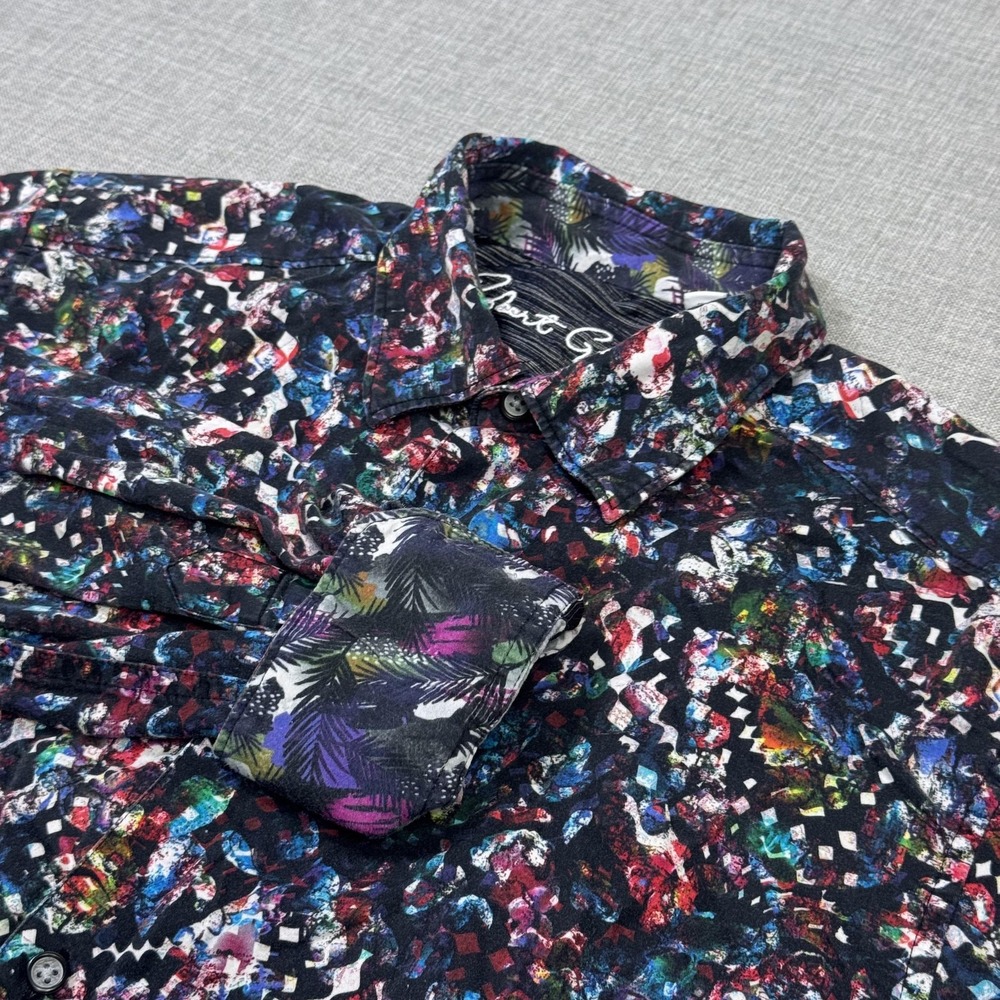 Robert Graham Abstract Psychedelic Button Dress Shirt Men M Multicolor Flip Cuff